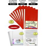 Artlantis Telli Dosya Plastik A4 10 Lu Poşet Dosya 50 Li A4 Fotokopi Kağıdı 100 Adet 1 Paket Ekonomik Şeffaf Kapak Dosya - Kırmızı