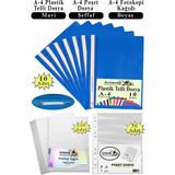 Artlantis Telli Dosya Plastik A4 10 Lu Poşet Dosya 50 Li A4 Fotokopi Kağıdı 100 Adet 1 Paket Ekonomik Şeffaf Kapak Dosya - Mavi