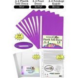 Artlantis Telli Dosya Plastik A4 10 Lu Poşet Dosya 50 Li A4 Fotokopi Kağıdı 100 Adet 1 Paket Ekonomik Şeffaf Kapak Dosya - Mor
