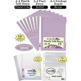 Artlantis Telli Dosya Plastik A4 10 Lu Poşet Dosya 50 Li A4 Fotokopi Kağıdı 100 Adet 1 Paket Ekonomik Şeffaf Kapak Dosya - Pastel Lila