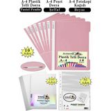 Artlantis Telli Dosya Plastik A4 10 Lu Poşet Dosya 50 Li A4 Fotokopi Kağıdı 100 Adet 1 Paket Ekonomik Şeffaf Kapak Dosya - Pastel Pembe
