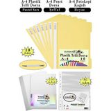 Artlantis Telli Dosya Plastik A4 10 Lu Poşet Dosya 50 Li A4 Fotokopi Kağıdı 100 Adet 1 Paket Ekonomik Şeffaf Kapak Dosya - Pastel Sarı