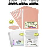 Artlantis Telli Dosya Plastik A4 10 Lu Poşet Dosya 50 Li A4 Fotokopi Kağıdı 100 Adet 1 Paket Ekonomik Şeffaf Kapak Dosya - Pastel Turuncu