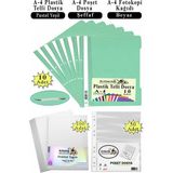 Artlantis Telli Dosya Plastik A4 10 Lu Poşet Dosya 50 Li A4 Fotokopi Kağıdı 100 Adet 1 Paket Ekonomik Şeffaf Kapak Dosya - Pastel Yeşil