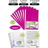 Artlantis Telli Dosya Plastik A4 10 Lu Poşet Dosya 50 Li A4 Fotokopi Kağıdı 100 Adet 1 Paket Ekonomik Şeffaf Kapak Dosya - Pembe