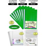 Artlantis Telli Dosya Plastik A4 10 Lu Poşet Dosya 50 Li A4 Fotokopi Kağıdı 100 Adet 1 Paket Ekonomik Şeffaf Kapak Dosya - Yeşil