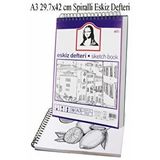 Artlantis Telli Eskiz Defteri A3 Spiralli 50 Yaprak 1 Adet 120 Gr 297x420 Mm Karakalem Sketch Book Üstten Açılmalı Ezkiz Defteri Çok Renkli