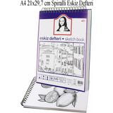 Artlantis Telli Eskiz Defteri A4 Spiralli 50 Yaprak 1 Adet 120 gr 210X297 mm Karakalem Sketch Book Üstten Açılmalı Ezkiz Defteri - Krem - 21X29,7cm