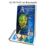 Artlantis Telli Suluboya Bloğu A3 210gr 20 Yaprak İnce Dokulu Eskiz Defteri Sulu Boya Kağıdı Çizim Guaj Boya Gravür Karakalem Çok Renkli