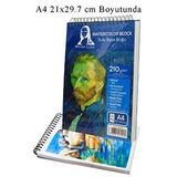 Artlantis Telli Suluboya Bloğu A4 210gr 20 Yaprak İnce Dokulu Eskiz Defteri Sulu Boya Kağıdı Çizim Guaj Boya Gravür Karakalem Çok Renkli