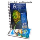 Artlantis Telli Suluboya Bloğu A5 210gr 20 Yaprak İnce Dokulu Eskiz Defteri Sulu Boya Kağıdı Çizim Guaj Boya Gravür Karakalem Çok Renkli