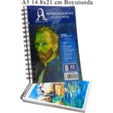 Artlantis Telli Suluboya Bloğu A5 210GR 20 Yaprak Ince Dokulu Eskiz Defteri Sulu Boya Kağıdı Çizim Guaj Boya Gravür Karakalem - Krem - Suluboya Kağıdı