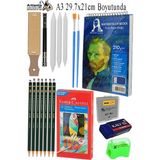 Artlantis Telli Suluboya Bloğu Kağıdı A3 210GR 20 Yaprak Ince Dokulu Gölgelendirme Zımpara 12 Renk Suluboya Dereceli Kalem Uzatma - Çok Renkli - Suluboya Kağıdı