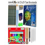 Artlantis Telli Suluboya Bloğu Kağıdı A4 210gr 20 Yaprak Dokulu Gölgelendirme Zımpara 24 Renk Aquarell Kuruboya Dereceli Uzatma Çok Renkli