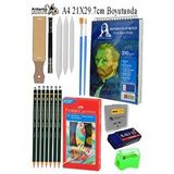 Artlantis Telli Suluboya Bloğu Kağıdı A4 210gr 20 Yaprak İnce Dokulu Gölgelendirme Zımpara 12 Renk Suluboya Dereceli Kalem Uzatma Çok Renkli