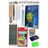 Artlantis Telli Suluboya Bloğu Kağıdı A4 210gr 20 Yaprak İnce Dokulu Gölgelendirme Zımpara Aquarell Kuruboya Dereceli Kalem Uzatma Çok Renkli