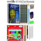 Artlantis Telli Suluboya Bloğu Kağıdı A5 210GR 20 Yaprak Dokulu Gölgelendirme Zımpara 24 Renk Aquarell Kuruboya Dereceli Uzatma - Krem - Suluboya Kağıdı