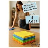 Artlantis Temizlik Bezi 4 Adet Renkli 40x40cm Mikrofiber Bez Kurulama Bezi İz Bırakmayan Bez Leke Tutmaz Cam Bezi Mutfak Bezi Çok Renkli