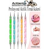 Artlantis Tırnak Şekillendirme Kalemi 5 Li 1 Paket Nail Art Metal Başlıklı Tırnak Süsleme Kalemi Nokta Boyama Mandala Modelleme - Standart - Çok Renkli