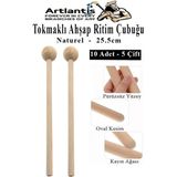 Artlantis Tokmaklı Ahşap Ritim Çubuğu 10 Adet 5 Çift Okul Öncesi Eğitici Anaokulu Ritim Tokmağı Çubukları Çocuk Etkinlik Perkusyon Müzik Aleti - Naturel - Standart - 25,5cm