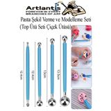Artlantis Top Uçlu Pasta Şekil Verme ve Modelleme Seti 4 lü 1 Paket Top Ütü Çiçek Ütüsü Şeker Hamuru Şekillend