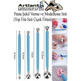 Artlantis Top Uçlu Pasta Şekil Verme ve Modelleme Seti 4 Lü 1 Paket Top Ütü Çiçek Ütüsü Şeker Hamuru Şekillendirme Pasta Fondan - Standart - Çelik Mavi