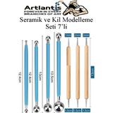 Artlantis Top Uçlu Seramik ve Kil Modelleme Seti 7 Li 1 Paket Polimer Kil Şekillendirme Çömlek Oyma Çiçek Marzipan Mandala Top Ütü - Standart - Çelik Mavi