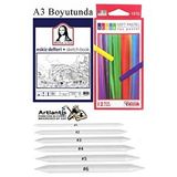 Artlantis Toz Pastel Boya 12 Renk A3 Monalisa Eskiz Defteri Pastel Dağıtma Kalemi 1 Paket Toz Soft Pastel Boya 12li Yumuşak Pastel Çok Renkli