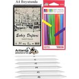 Artlantis Toz Pastel Boya 12 Renk A4 Eskiz Defteri Pastel Dağıtma Kalemi 1 Paket