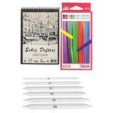Artlantis Toz Pastel Boya 12 Renk A5 Eskiz Defteri Pastel Dağıtma Kalemi 1 Paket Toz Soft Pastel Boya 12 Li Yumuşak Pastel Gölgele