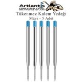 Artlantis Tükenmez Kalem Yedeği 5 Adet Tükenmez Kalem İçi Yedek Mavi Metal Tükenmez Kalem İçi Okul Ofis Jel Ka