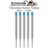 Artlantis Tükenmez Kalem Yedeği 5 Adet Tükenmez Kalem Içi Yedek Mavi Metal Tükenmez Kalem Içi Okul Ofis Jel Kalem Içi