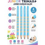 Artlantis Turkuaz Jumbo Kurşun Kalem Oluklu 4 Adet Alpino Trimax Üçgen Oluklu Kalın Kalem Pastel Renkler Kolay Tutuş ve Kullanım - Standart