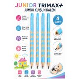 Artlantis Turkuaz Jumbo Kurşun Kalem Oluklu 4 Adet Alpino Trimax Üçgen Oluklu Kalın Kalem Pastel Renkler Kolay Tutuş ve Kullanım