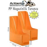 Artlantis Turuncu Magazinlik Demonte Plastik 2 Adet Plastik Kutu Klasörü Magazinlik A4 Dosya ve Masa Düzenleyici Sınıf Ev Ofis - Standart