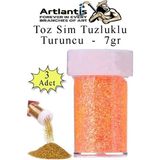Artlantis Turuncu Toz Sim Tuzluklu 7 gr 3 Adet Renkli Toz Sim Epoksi Reçine Okul Etkinlik Dekarasyon Slime - Standart