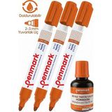 Artlantis Turuncu Yazı Tahta Kalemi 3 Adet ve Yazı Tahta Mürekkebi 30 ml 1 Adet Doldurulabilir Tahta Kalemi Beyaz Yazı Tahtası - Standart