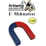 Artlantis U Mıknatısı Deney Malzemesi 1 Adet Okul Projeleri Için U Şekilli At Nalı Mıknatıs Kırmızı Mavi Boyalı - 8x35x40 - Kırmızı - Mavi - Standart