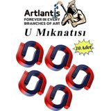Artlantis U Mıknatısı Deney Malzemesi 10 Adet Okul Projeleri Için U Şekilli At Nalı Mıknatıs Kırmızı Mavi Boyalı - 8x35x40 - Kırmızı - Mavi - Standart