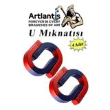 Artlantis U Mıknatısı Deney Malzemesi 4 Adet Okul Projeleri Için U Şekilli At Nalı Mıknatıs Kırmızı Mavi Boyal