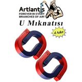 Artlantis U Mıknatısı Deney Malzemesi 4 Adet Okul Projeleri Için U Şekilli At Nalı Mıknatıs Kırmızı Mavi Boyalı - 8x35x40 - Kırmızı - Mavi - Standart