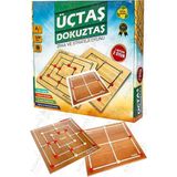 Artlantis Üç Taş ve Dokuz Taş Oyunu Ahşap Tabla 1 Paket Üçtaş ve Dokuztaş Zeka ve Strateji Kutu Oyunu - 28 cm