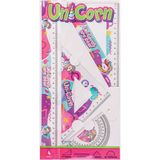 Artlantis Unicorn Cetvel Takımı 30 cm 1 Paket Cetvel Gönye Iletki Şeffaf Çizim Takımı Pergelli Çizim Seti 4 Parça Kız Çocuk - Standart