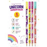 Artlantis Unicorn Kurşun Kalem 4 Adet Fatih Yuvarlak Gövdeli Siyah Kurşun Kalem 2b Yumuşak Yazım Kolay Tutuş Kaliteli Okul Sınıf - Çok Renkli - Standart
