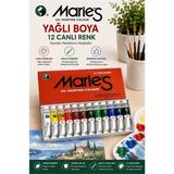 Artlantis Yağlı Boya 12 Renk 12 ml 1 Paket Maries Yağlı Boya Seti 12 Li Ahşap Tuval Taş Ağaç Boyamalar Için Ideal Boyama Seti - Çok Renkli