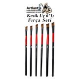 Artlantis Yan Kesik Uçlu Fırça Seti 6 Lı Resim Fırçası 1 Paket Sentetik Yan Kesik Fırca Seti 1 Paket Sanatsal