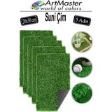 Artlantis Yapay Çim 20X30 cm 5 Adet A4 Boyutunda Dekoratif Maket Çim Yapay Çim Halı Teraryum Suni Çim - Yeşil - Standart