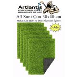 Artlantis Yapay Çim A3 30x40 cm 5 Adet A3 Boyutunda Maket Çim Dekorati Yapay Çim Halı Teraryum Suni Çim