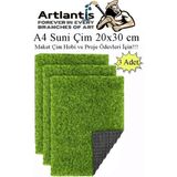 Artlantis Yapay Çim A4 20X30 cm 3 Adet A4 Boyutunda Maket Çim Dekorati Yapay Çim Halı Teraryum Suni Çim - Yeşil - Standart