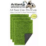 Artlantis Yapay Çim A4 20x30 cm 3 Adet A4 Boyutunda Maket Çim Dekorati Yapay Çim Halı Teraryum Suni Çim